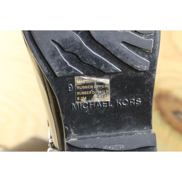 Michael Kors Boots Womens 9M Black Brown Multi Fulton Harness Rain Boots Tall - Picture 6 of 10